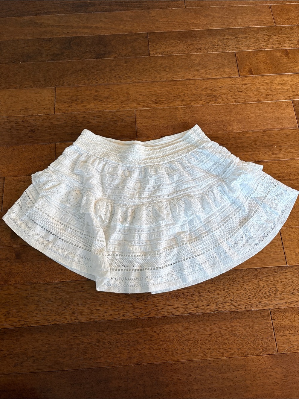 aerie White Eyelet-Lace Circle Skirt